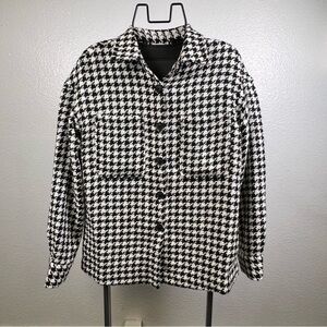 A New Day Black and Cream Houndstooth Button-Up Shacket Size S